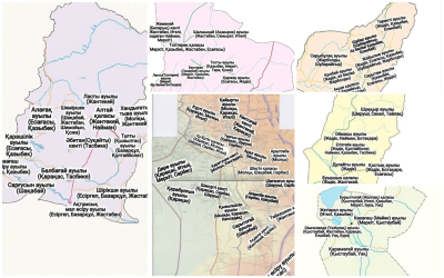Алтайдағы рулардың орналасу картасы